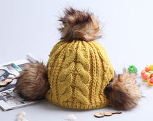 Warm Sweet Girl Hat Faux Fur Ball Knitted Cap Yellow Hats Chapeu Feminino Order Hurry Up  TIML66 TIML66