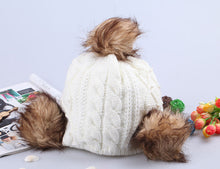 warm sweet girl hat faux fur ball knitted cap yellow hats for womenchapeu feminino orderhurry up TIML66