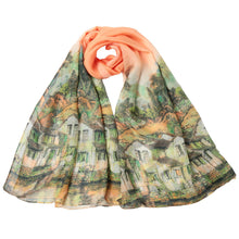 wearable chiffon scarf women thin pashmina vintage village print shawls and scarves double layers beads cover up foulard femme TIML66