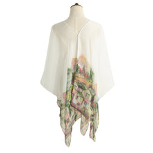 wearable chiffon scarf women thin pashmina vintage village print shawls and scarves double layers beads cover up foulard femme TIML66