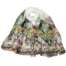wearable chiffon scarf women thin pashmina vintage village print shawls and scarves double layers beads cover up foulard femme TIML66