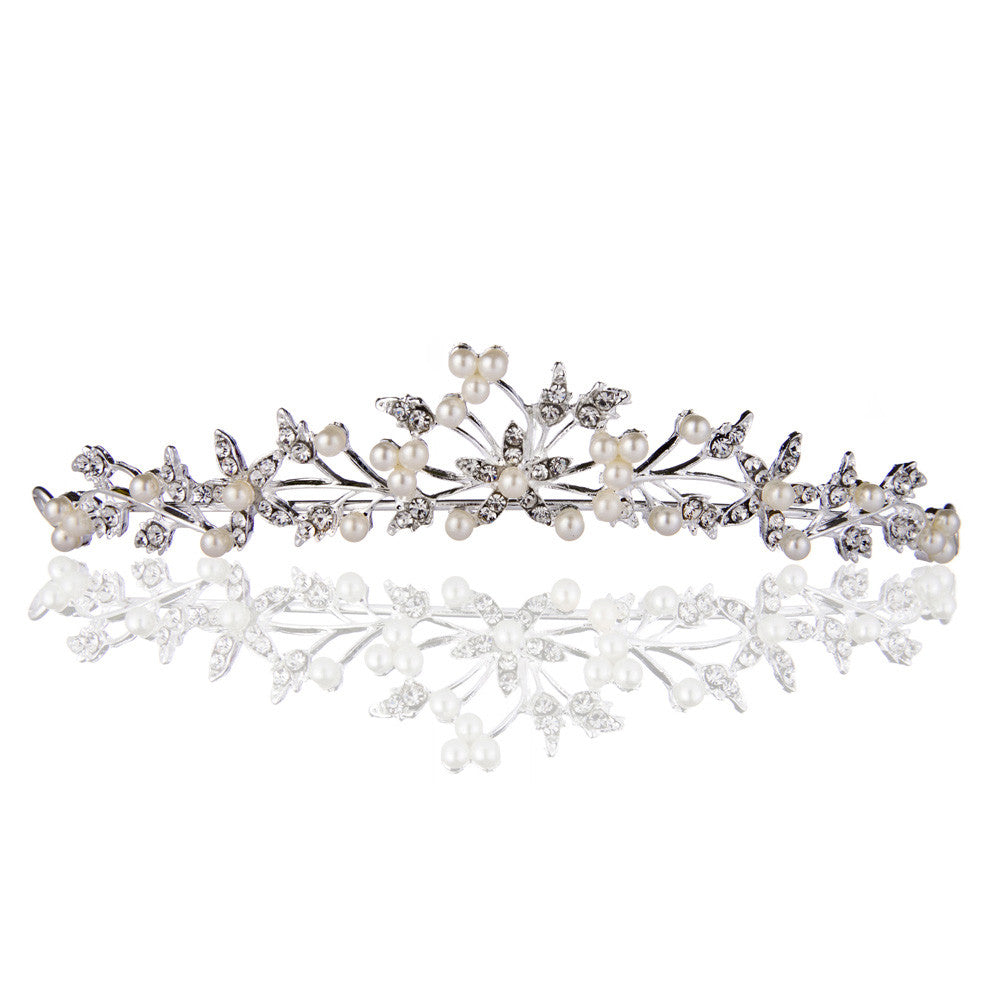 Wedding Party Hairband Headpiece Simple Leaf And Flower Shape Women Tiara Pearl Rhinestone Crown Headband Jewelry TIML66 TIML66