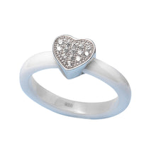 White Gold Electroplated Jewelry Heart Shaped Pendant Nano Ceramic S925 Sterling Silver Ring Polished with CZ Diamond Embedded TIML66 TIML66