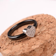 White Gold Electroplated Jewelry Heart Shaped Pendant Nano Ceramic S925 Sterling Silver Ring Polished with CZ Diamond Embedded TIML66 TIML66