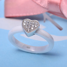 White Gold Electroplated Jewelry Heart Shaped Pendant Nano Ceramic S925 Sterling Silver Ring Polished with CZ Diamond Embedded TIML66 TIML66