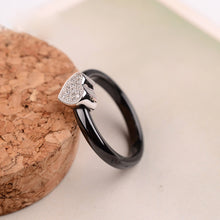 White Gold Electroplated Jewelry Heart Shaped Pendant Nano Ceramic S925 Sterling Silver Ring Polished with CZ Diamond Embedded TIML66 TIML66