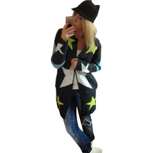 Coat Women Knitted Sweater Star Pattern Round Neck Long Sleeve Women Tops Long Causal Cardigan Knitwear Blusas TIML66 TIML66