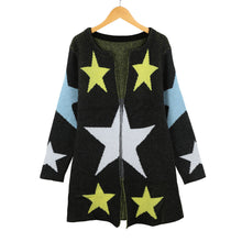 Coat Women Knitted Sweater Star Pattern Round Neck Long Sleeve Women Tops Long Causal Cardigan Knitwear Blusas TIML66 TIML66