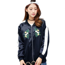 embroidery bomber jacket women long sleeve floral women basic coats causal jacket outwear TIML66