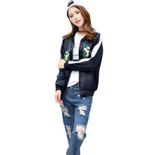 embroidery bomber jacket women long sleeve floral women basic coats causal jacket outwear TIML66