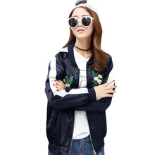 embroidery bomber jacket women long sleeve floral women basic coats causal jacket outwear TIML66