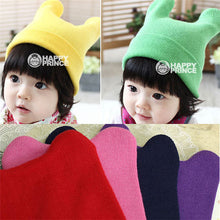 Hat Baby Kids Cute Ox Horn Knitted Wool Hats Boys Girls Warm Beanies Caps 1-9Y TIML66