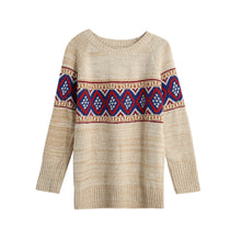 women sweater pullover geometric thick knitting sweater long sleeves knitted top blusas green red khaki TIML66