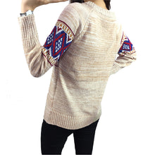women sweater pullover geometric thick knitting sweater long sleeves knitted top blusas green red khaki TIML66