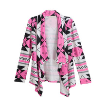 women basic coats knitted cardigan striped geometric print asymmetric open front casual thin coat abrigos mujer TIML66