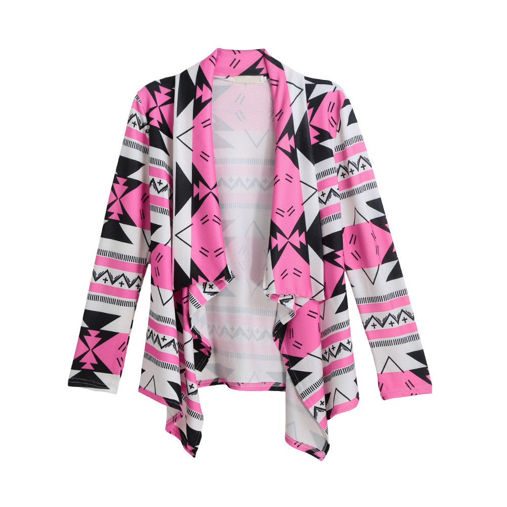 women basic coats knitted cardigan striped geometric print asymmetric open front casual thin coat abrigos mujer TIML66
