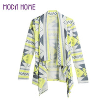 women basic coats knitted cardigan striped geometric print asymmetric open front casual thin coat abrigos mujer TIML66