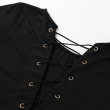 Women Black T-Shirt Lace Up Tunic Top Half Sleeves T shirt Feminina Split Hem Slim Casual Tee Womens Tops  TIML66 TIML66