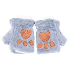 women girls fingerless warm fur fleece gloves cute mittens wrist glove TIML66