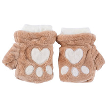 women girls fingerless warm fur fleece gloves cute mittens wrist glove TIML66