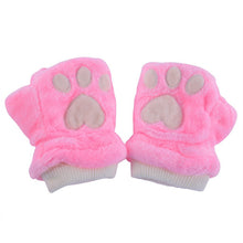women girls fingerless warm fur fleece gloves cute mittens wrist glove TIML66