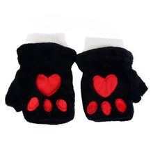 women girls fingerless warm fur fleece gloves cute mittens wrist glove TIML66