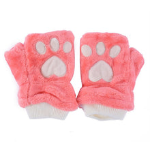 women girls fingerless warm fur fleece gloves cute mittens wrist glove TIML66