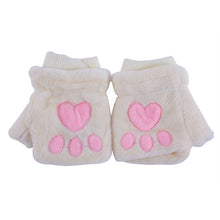 women girls fingerless warm fur fleece gloves cute mittens wrist glove TIML66