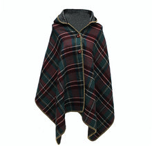 Women Hooded Ponchos Capes Long Shawl Plaid Print Button Elegant Oversize Loose Pashmina Aztec Outwear Casacos Femininos Tippet TIML66 TIML66