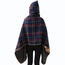 women hooded ponchos capes long shawl plaid print button elegant oversize loose pashmina aztec outwearcasacos femininos tippet TIML66