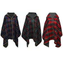 Women Hooded Ponchos Capes Long Shawl Plaid Print Button Elegant Oversize Loose Pashmina Aztec Outwear Casacos Femininos Tippet TIML66 TIML66