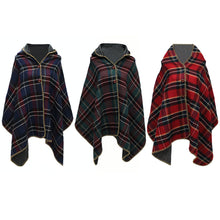 women hooded ponchos capes long shawl plaid print button elegant oversize loose pashmina aztec outwearcasacos femininos tippet TIML66