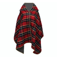women hooded ponchos capes long shawl plaid print button elegant oversize loose pashmina aztec outwearcasacos femininos tippet TIML66