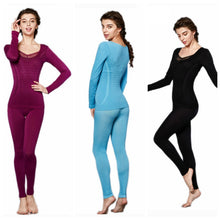 Women Lace V Neck Thermal Underwear Set Top and Pants Long Johns Sets Pajamas Sleepwear TIML66