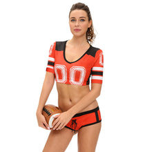 Women Ladies Costume Sets Number Contrast Striped Cropped Top Panty Crop Suit Women Cheerleading Girls Uniform Ensemble  TIML66 TIML66