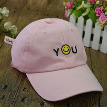 women men 5 panel baseball caps embroidered letters smiley face emoticon hip hop sports full cap snapback hat white black pink TIML66