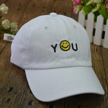 women men 5 panel baseball caps embroidered letters smiley face emoticon hip hop sports full cap snapback hat white black pink TIML66
