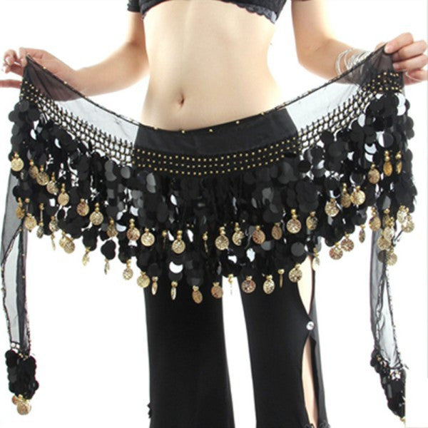 Women New Belly Dance Costume Hip Scarf Wrap Sequins Belt 58 Coins Chiffon Skirt  TIML66