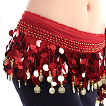 Women New Belly Dance Costume Hip Scarf Wrap Sequins Belt 58 Coins Chiffon Skirt  TIML66