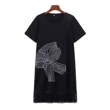 Women Office Dress Floral Embroidery Tassel Hem Sexy Club Dress Short Sleeve Straight Casual Dress Black Plus Size TIML66 TIML66