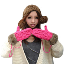 women ragwool rag wool gloves hang neck mittens knitted warm fur glove 11 colors TIML66
