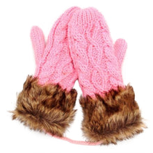 women ragwool rag wool gloves hang neck mittens knitted warm fur glove 11 colors TIML66