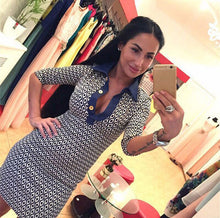 women sexy club dress deep v neck plaid print 3/4 sleeve bodycon dress button front mini office dress vestidos white TIML66