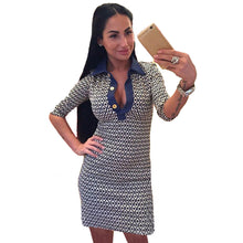 women sexy club dress deep v neck plaid print 3/4 sleeve bodycon dress button front mini office dress vestidos white TIML66
