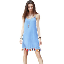 Women Sexy Spaghetti Strap Beach Dress Vintage Tassel Boho Dress Robe Sexy Backless Casual Dresses Vestidos TIML66 TIML66