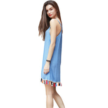 Women Sexy Spaghetti Strap Beach Dress Vintage Tassel Boho Dress Robe Sexy Backless Casual Dresses Vestidos TIML66 TIML66