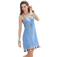 Women Sexy Spaghetti Strap Beach Dress Vintage Tassel Boho Dress Robe Sexy Backless Casual Dresses Vestidos TIML66 TIML66