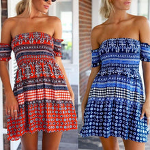 Sexy Straplesini Dress Off-Shoulder Beach Club Print Party BallJFY66
