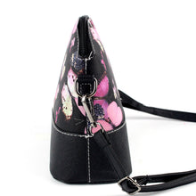 Women Shell Bag Shoulder Bag Butterfly Floral Print Crossbody Bag PU Leather Zipper Closure Messenger Bag Black Bolsa Feminina TIML66 TIML66