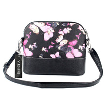 Women Shell Bag Shoulder Bag Butterfly Floral Print Crossbody Bag PU Leather Zipper Closure Messenger Bag Black Bolsa Feminina TIML66 TIML66